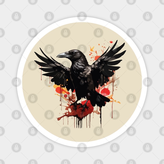 Black Raven Magnet by CatCoconut-Art